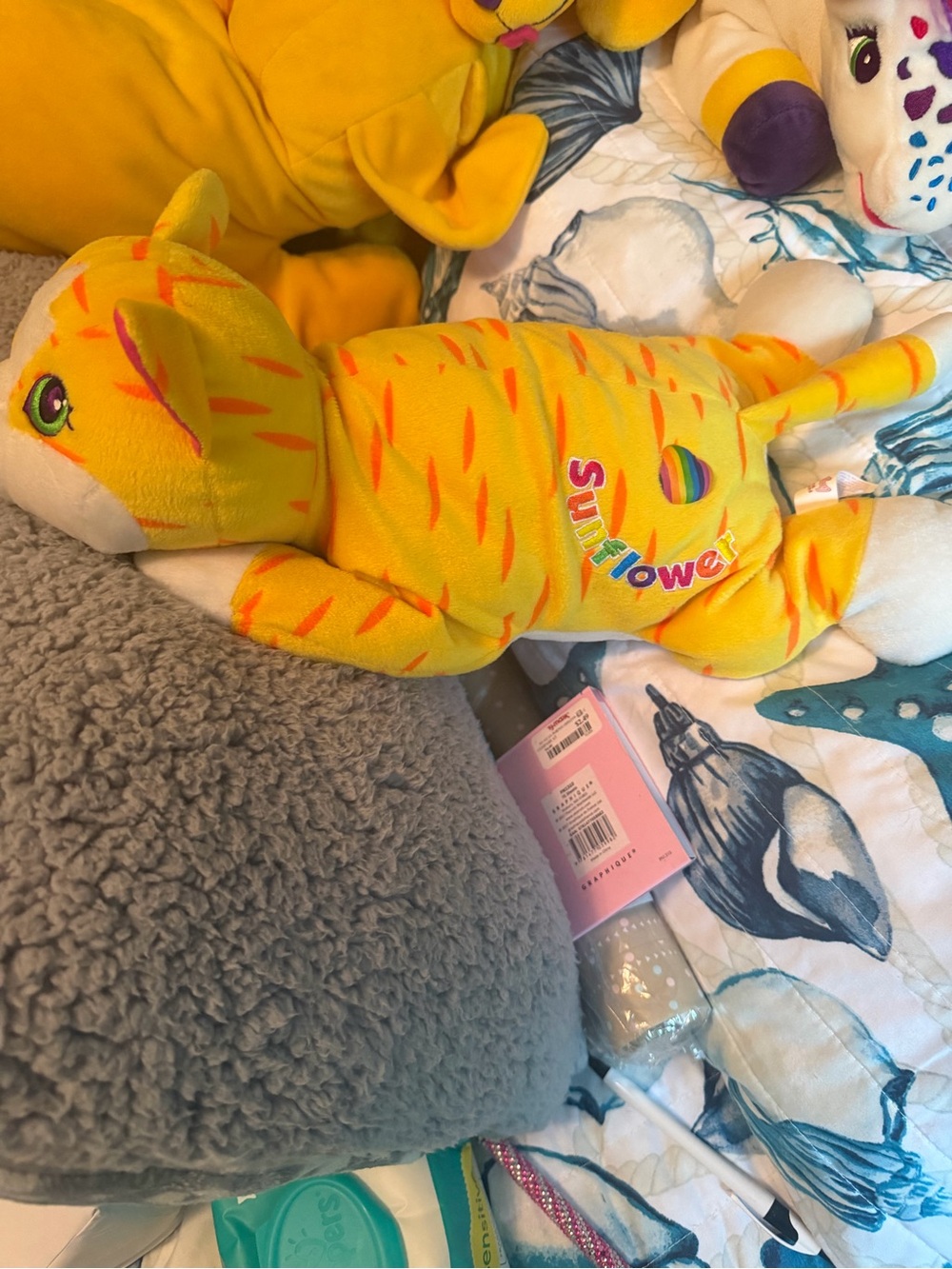 Lisa Frank Yellow & Orange Sunflower Plush Cat